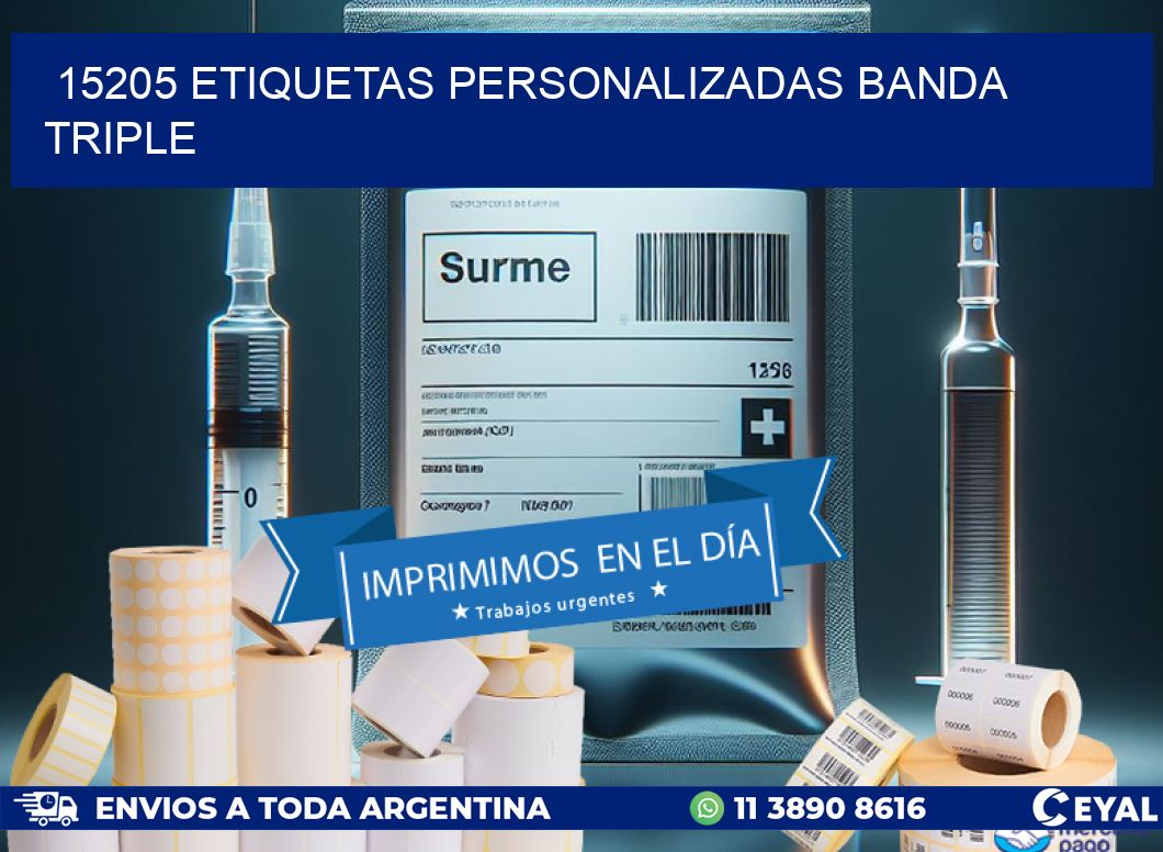 15205 Etiquetas personalizadas banda triple