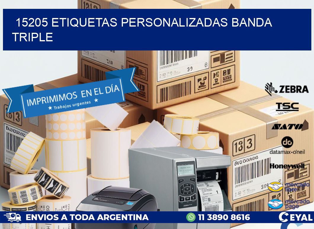 15205 Etiquetas personalizadas banda triple