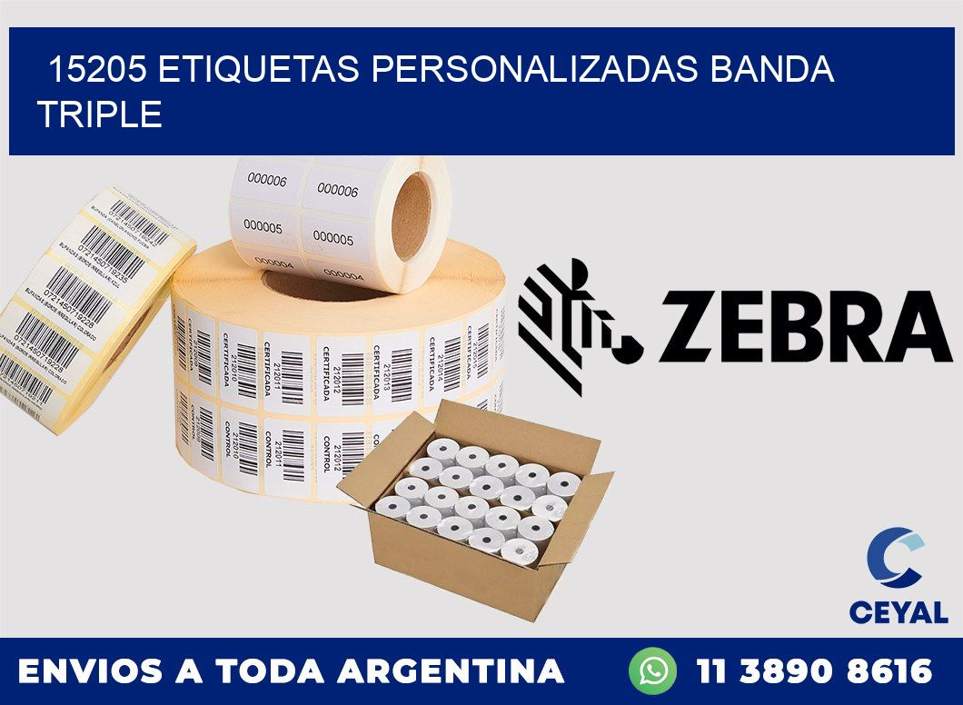 15205 Etiquetas personalizadas banda triple