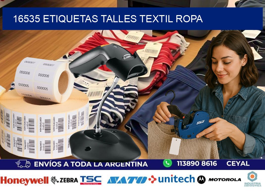 16535 ETIQUETAS TALLES TEXTIL ROPA