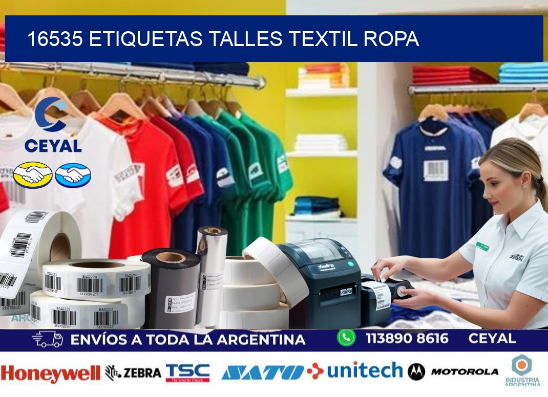 16535 ETIQUETAS TALLES TEXTIL ROPA