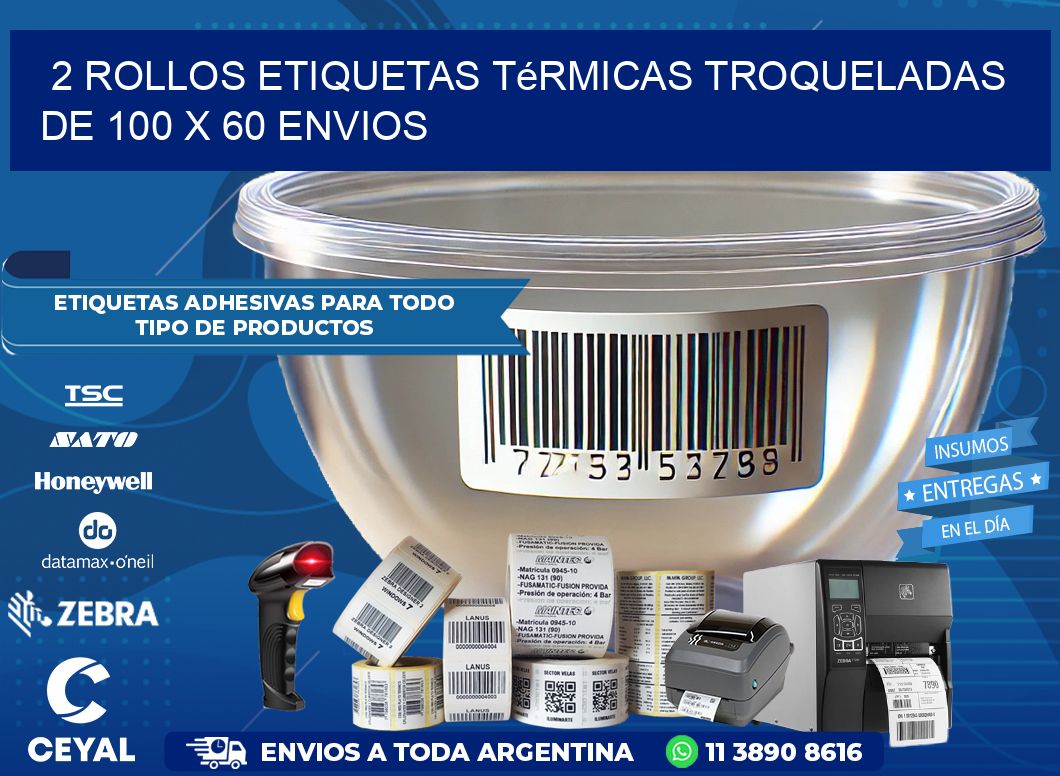 2 Rollos Etiquetas Térmicas Troqueladas De 100 x 60 ENVIOS
