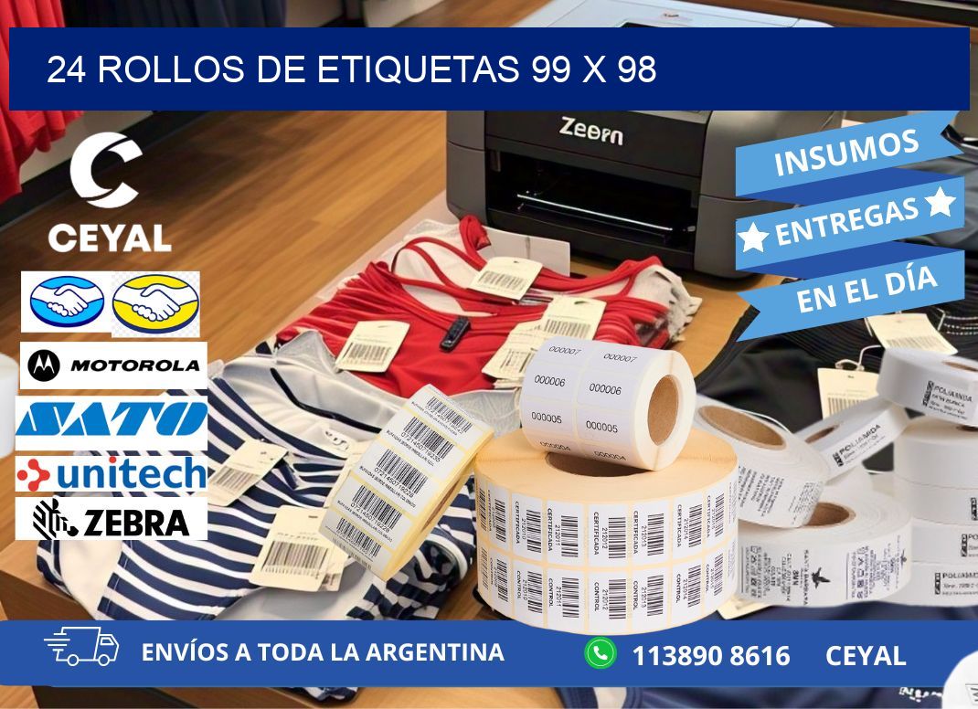 24 ROLLOS DE ETIQUETAS 99 x 98