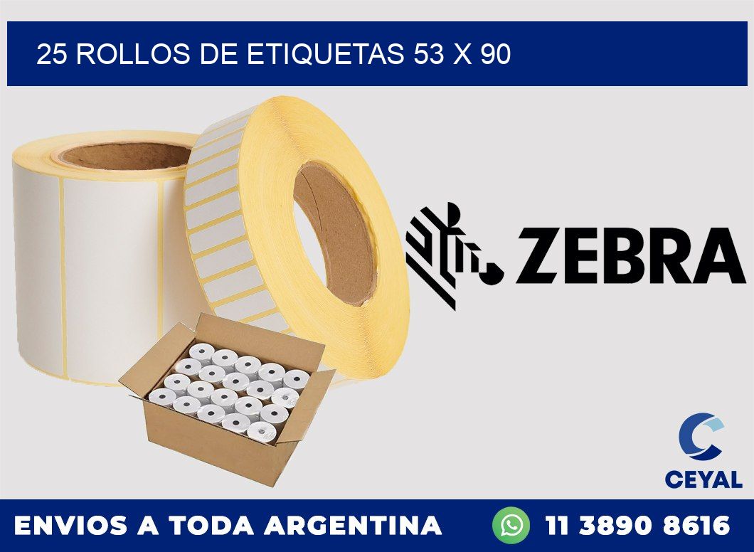 25 ROLLOS DE ETIQUETAS 53 x 90
