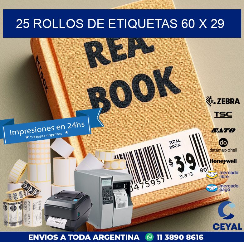 25 ROLLOS DE ETIQUETAS 60 x 29