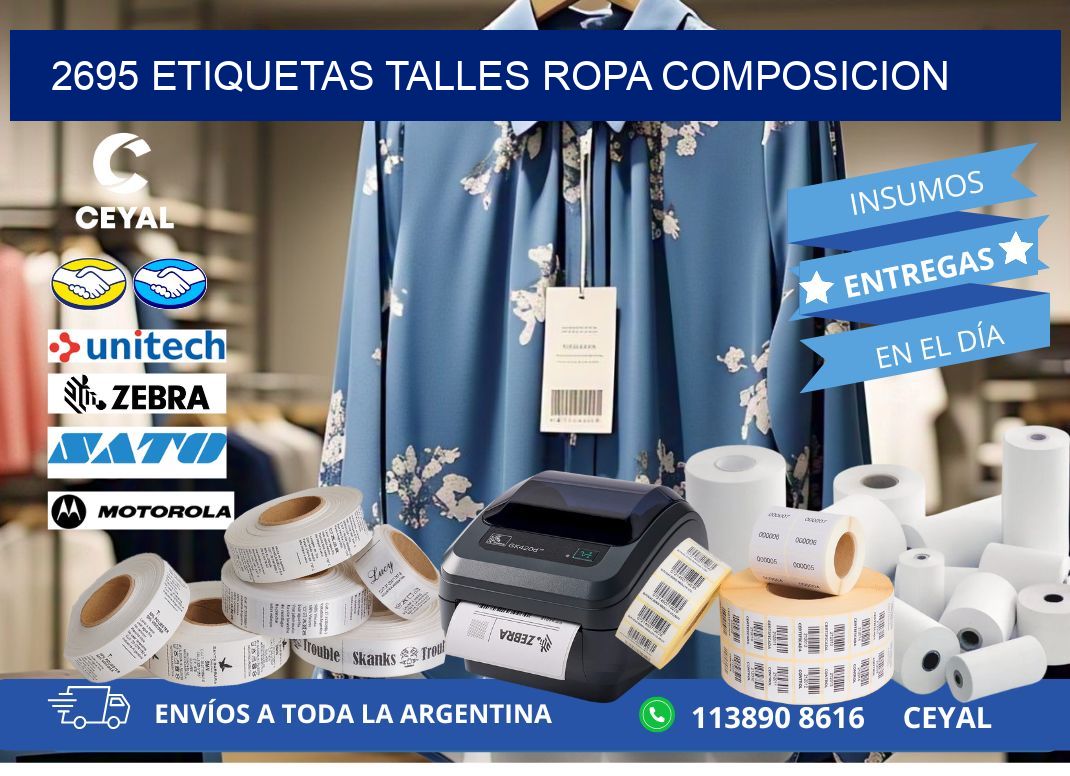 2695 ETIQUETAS TALLES ROPA COMPOSICION