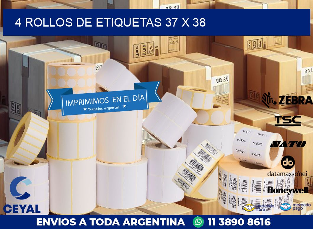4 ROLLOS DE ETIQUETAS 37 x 38