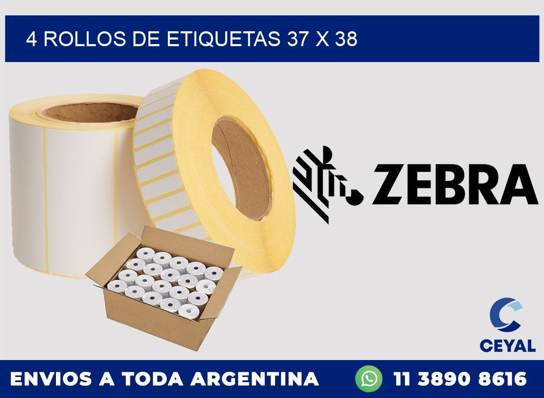 4 ROLLOS DE ETIQUETAS 37 x 38