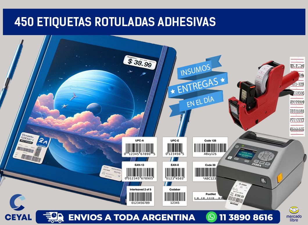 450 etiquetas rotuladas adhesivas