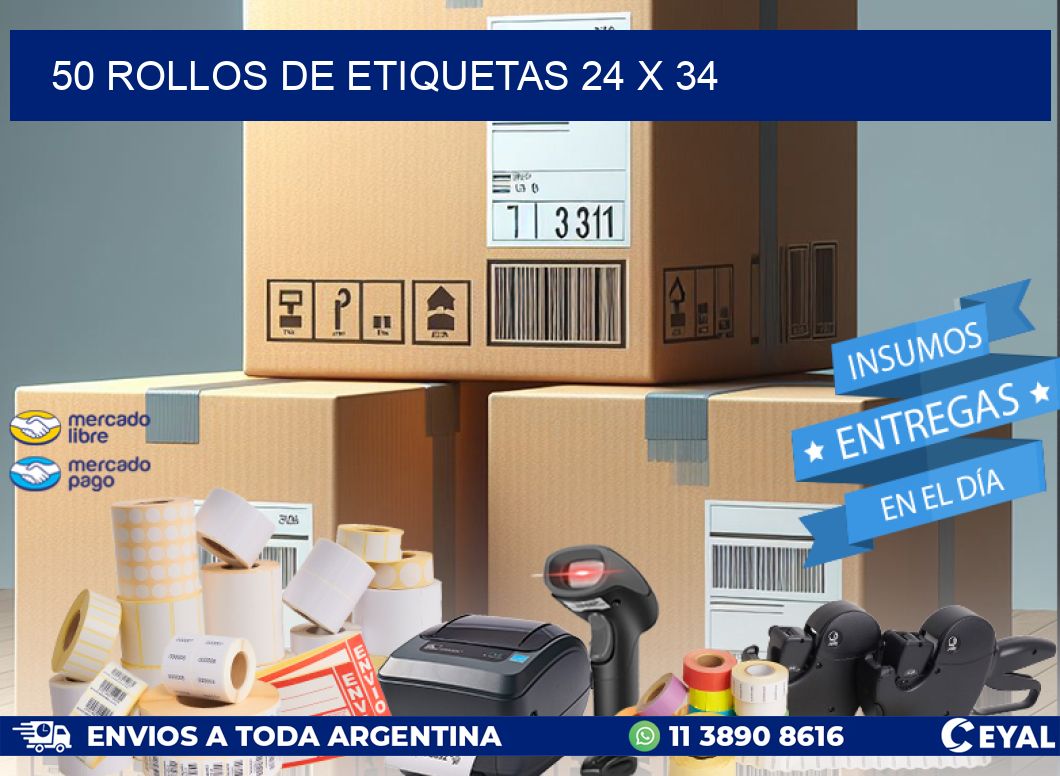 50 ROLLOS DE ETIQUETAS 24 x 34