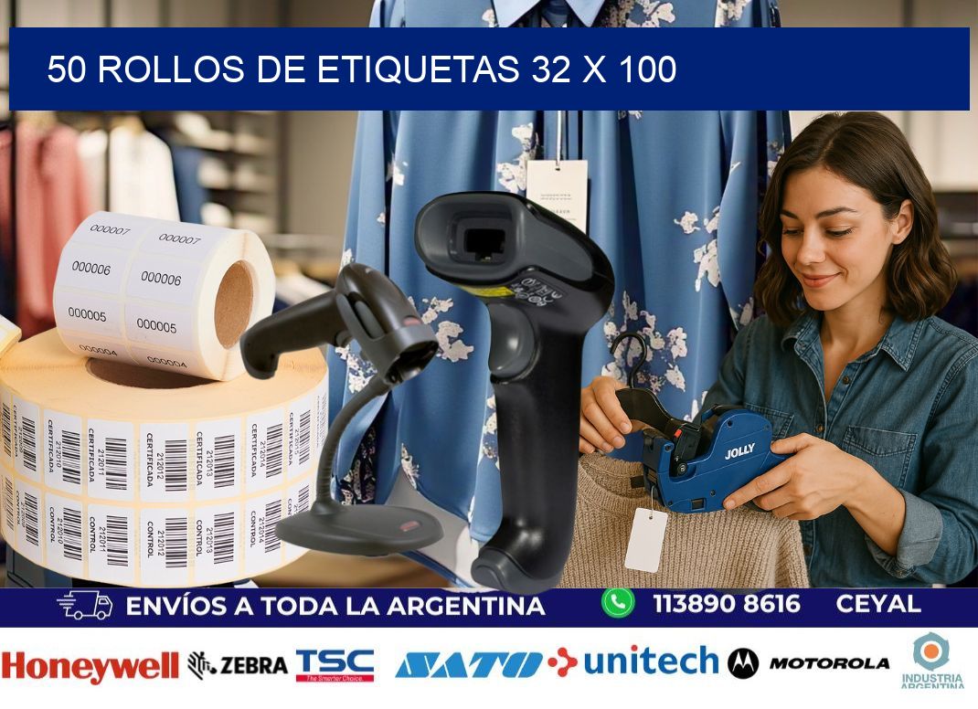 50 ROLLOS DE ETIQUETAS 32 x 100