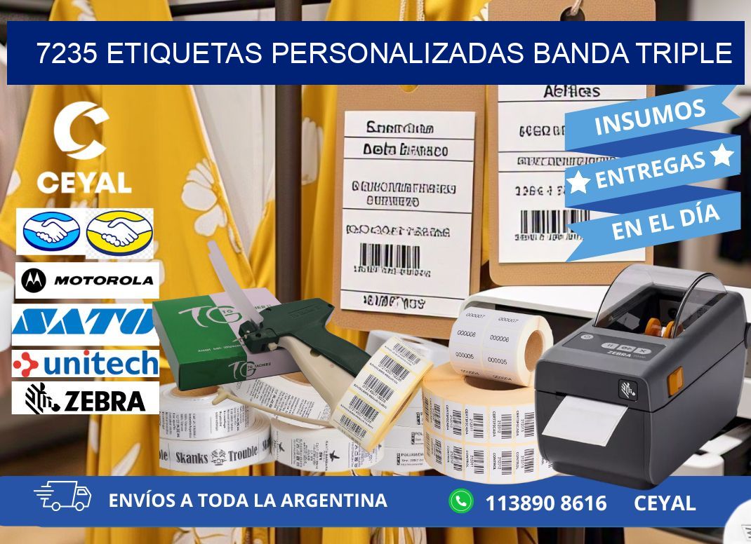 7235 Etiquetas personalizadas banda triple