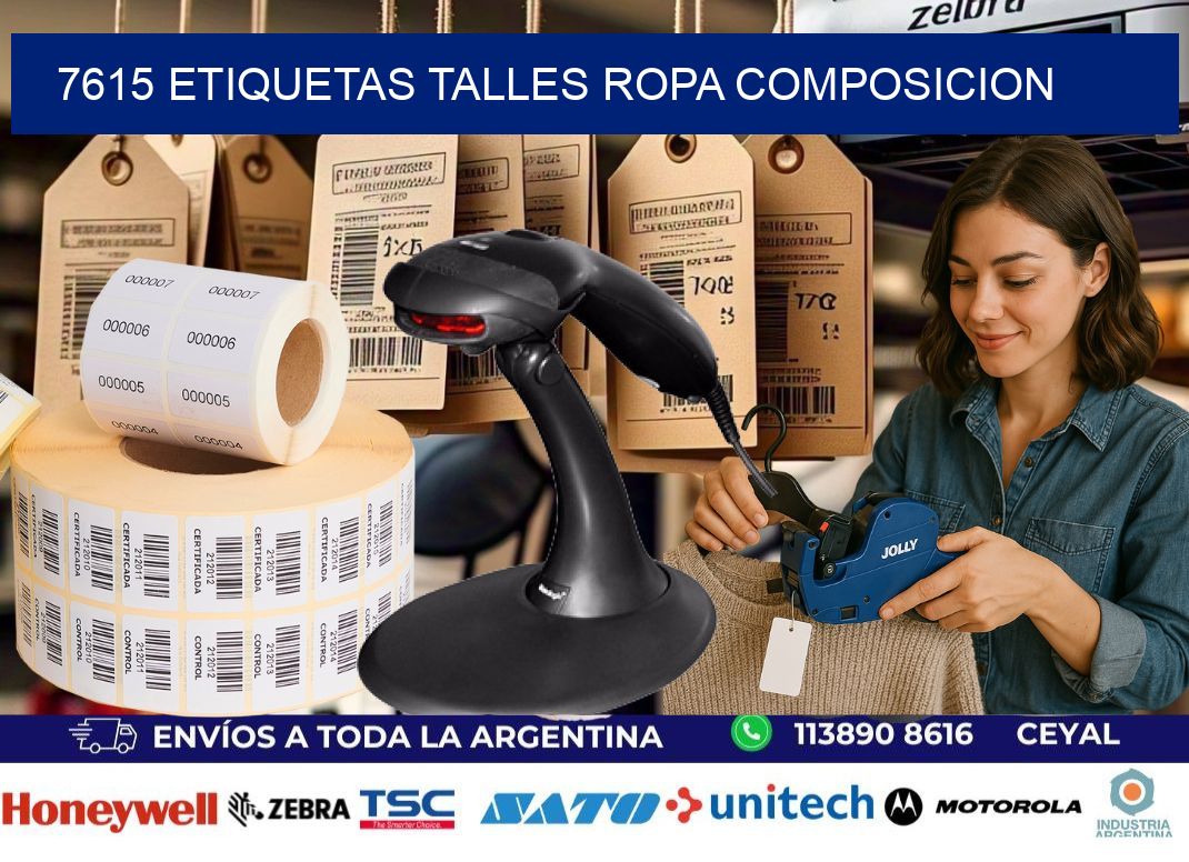 7615 ETIQUETAS TALLES ROPA COMPOSICION