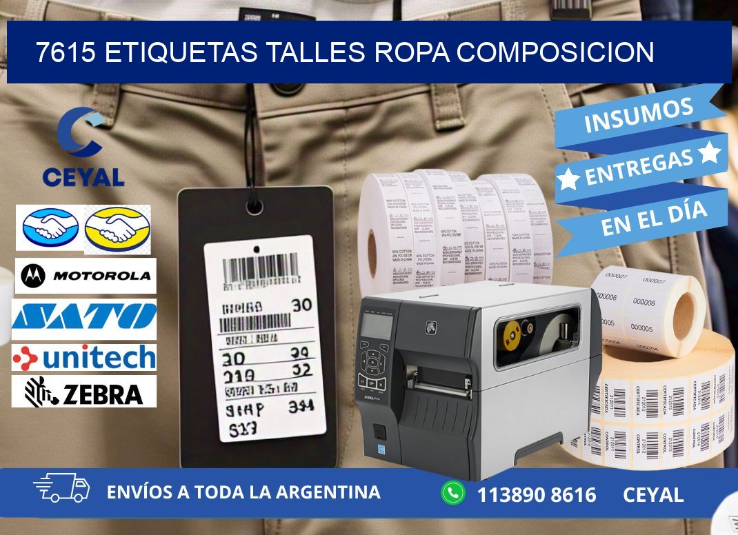 7615 ETIQUETAS TALLES ROPA COMPOSICION