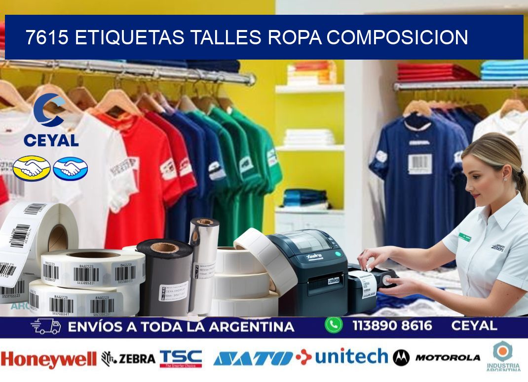 7615 ETIQUETAS TALLES ROPA COMPOSICION