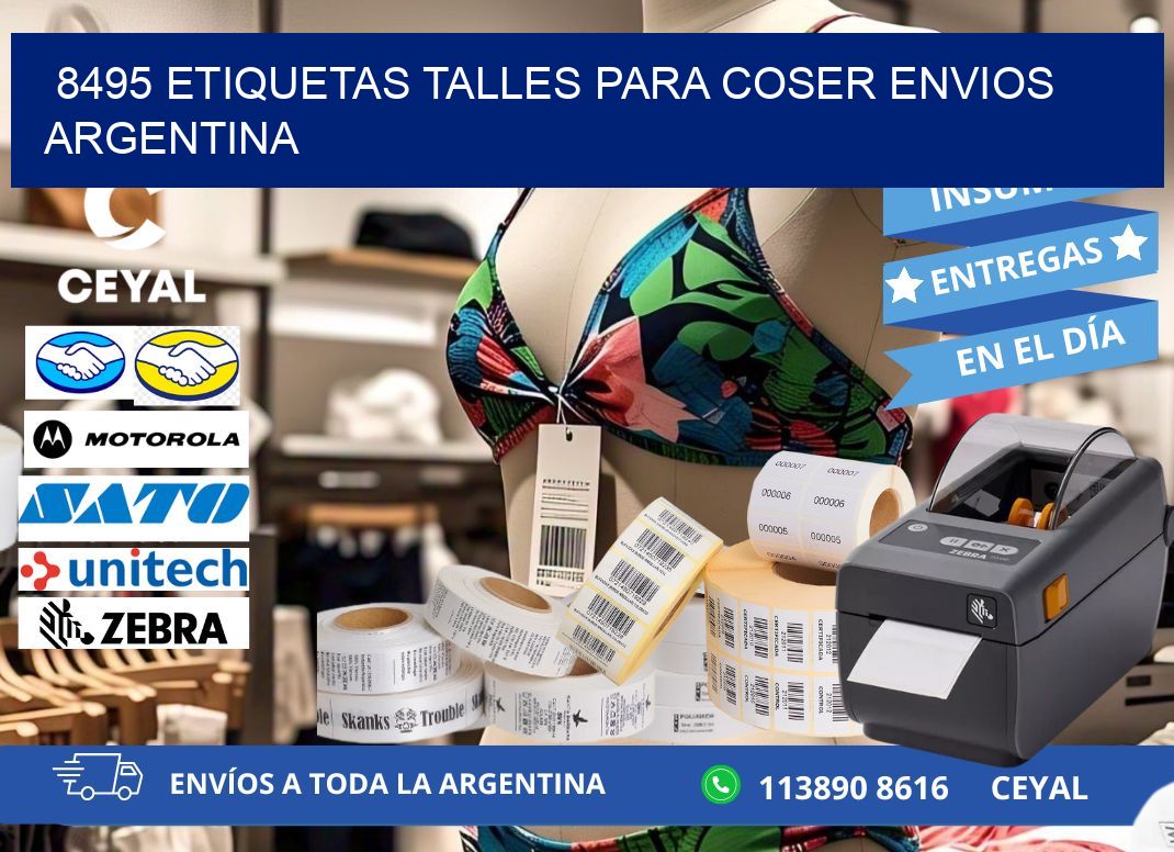8495 ETIQUETAS TALLES PARA COSER ENVIOS ARGENTINA