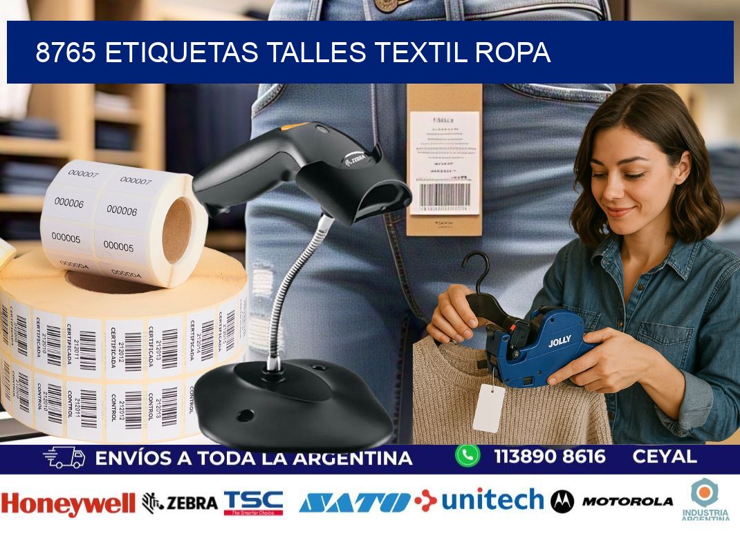 8765 ETIQUETAS TALLES TEXTIL ROPA