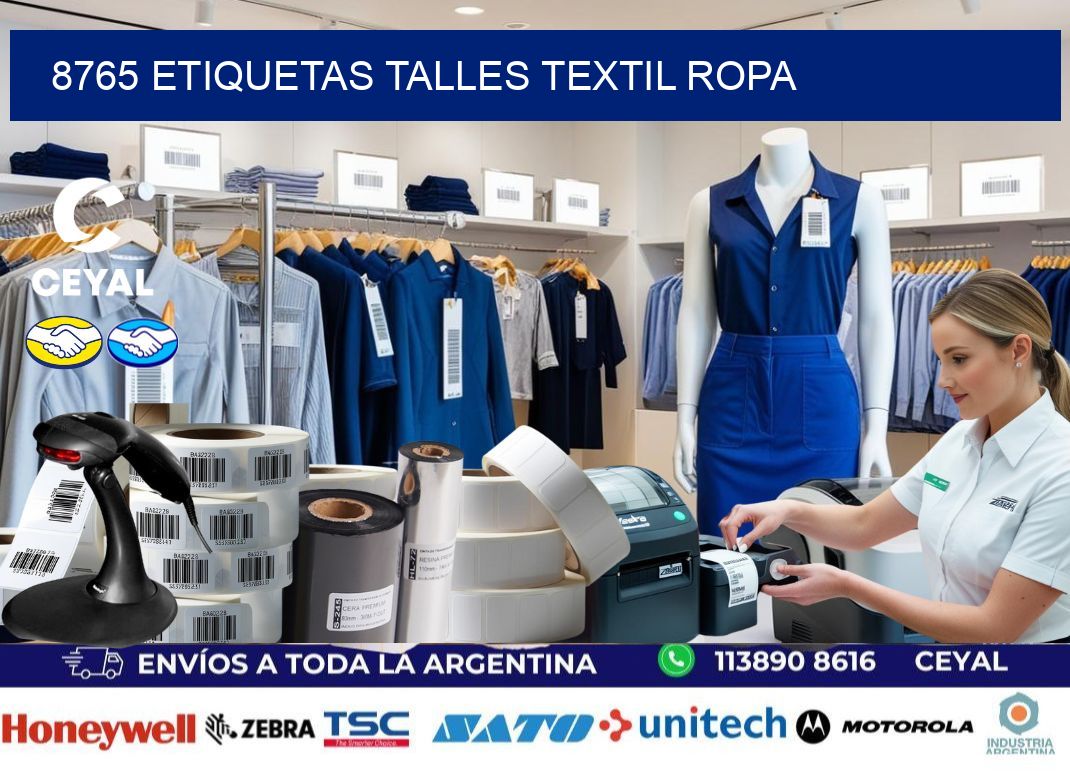 8765 ETIQUETAS TALLES TEXTIL ROPA