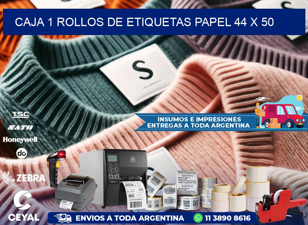 CAJA 1 ROLLOS DE ETIQUETAS PAPEL 44 x 50