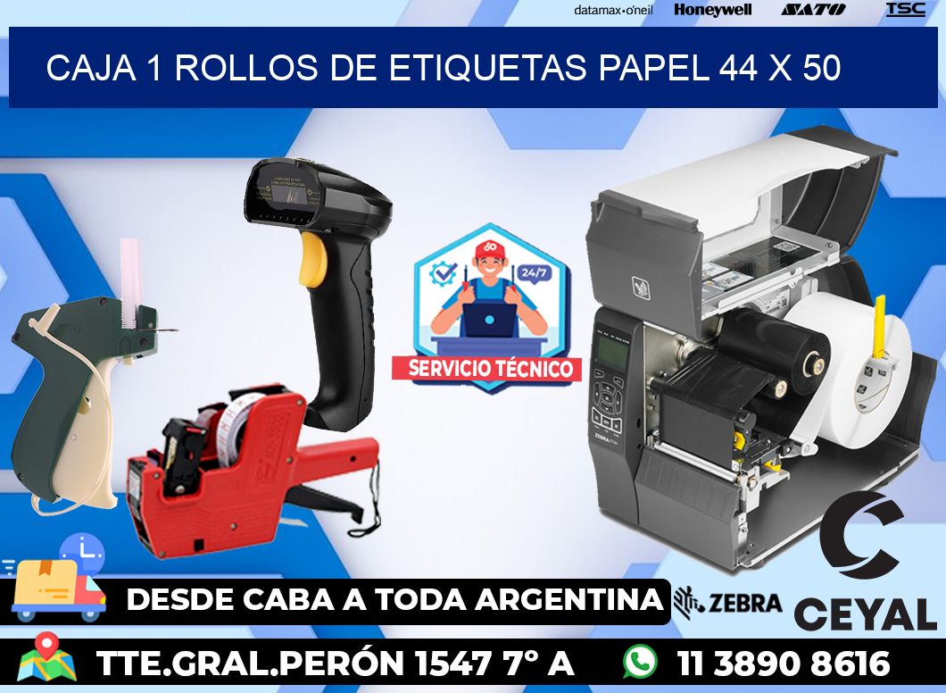 CAJA 1 ROLLOS DE ETIQUETAS PAPEL 44 x 50