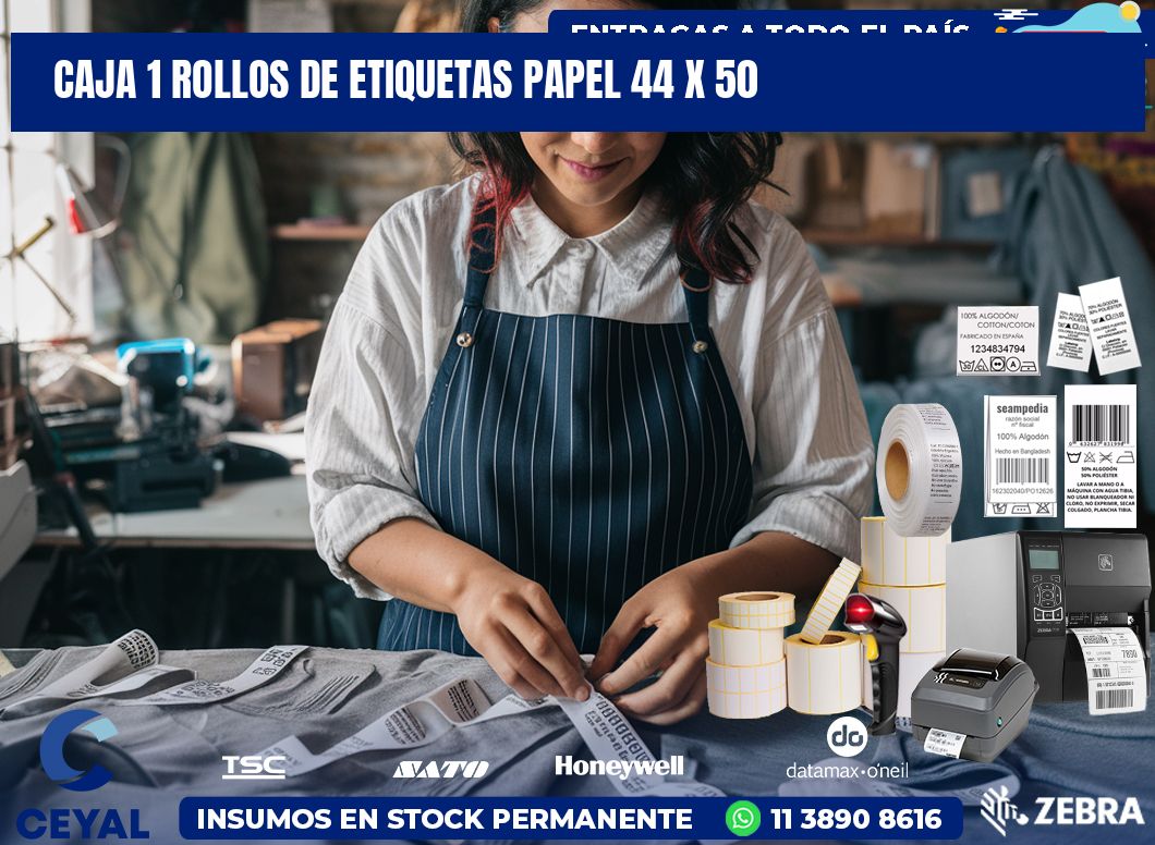 CAJA 1 ROLLOS DE ETIQUETAS PAPEL 44 x 50