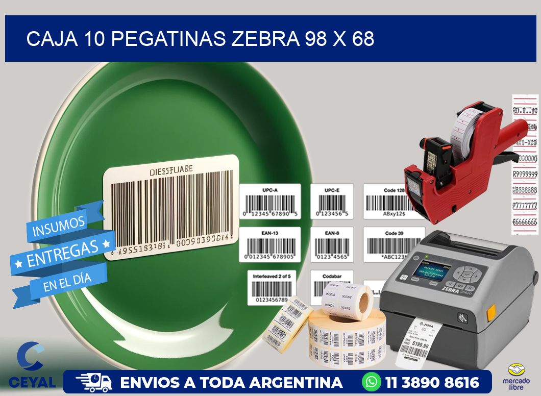 CAJA 10 PEGATINAS ZEBRA 98 x 68