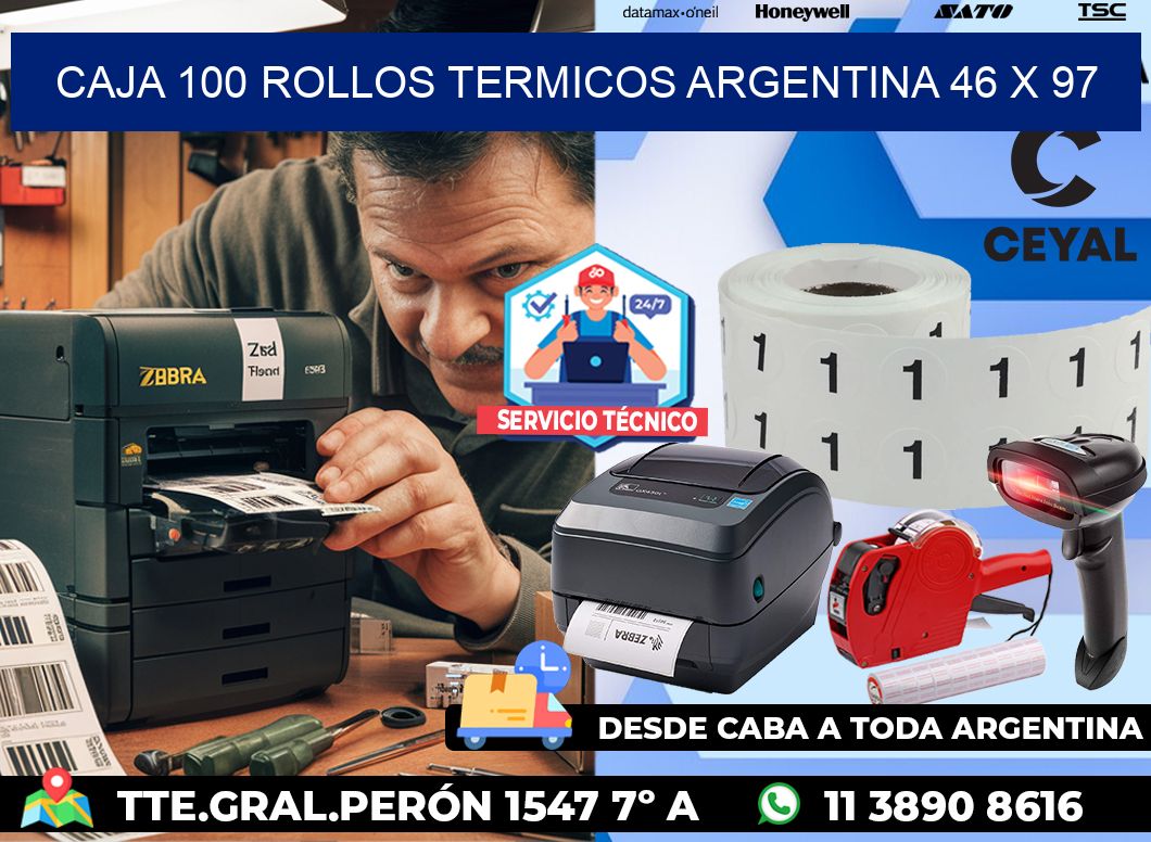 CAJA 100 ROLLOS TERMICOS ARGENTINA 46 x 97