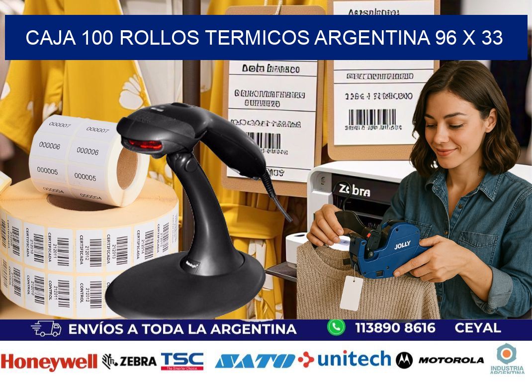 CAJA 100 ROLLOS TERMICOS ARGENTINA 96 x 33