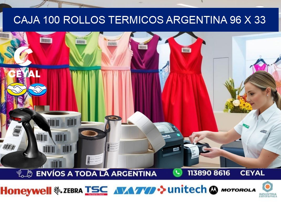 CAJA 100 ROLLOS TERMICOS ARGENTINA 96 x 33