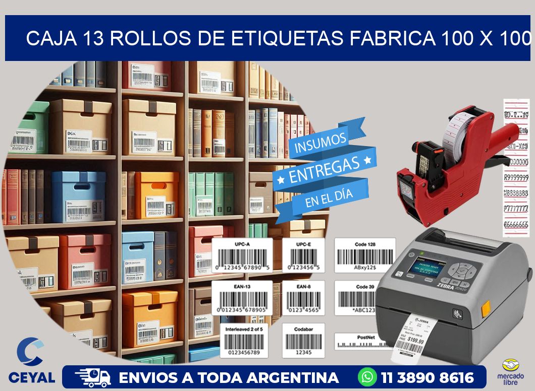 CAJA 13 ROLLOS DE ETIQUETAS FABRICA 100 x 100
