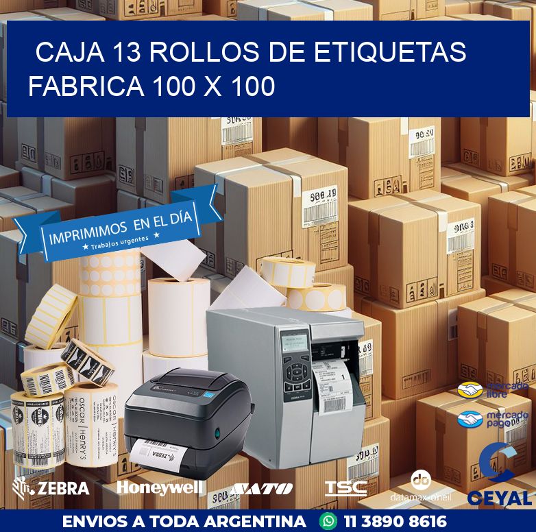 CAJA 13 ROLLOS DE ETIQUETAS FABRICA 100 x 100