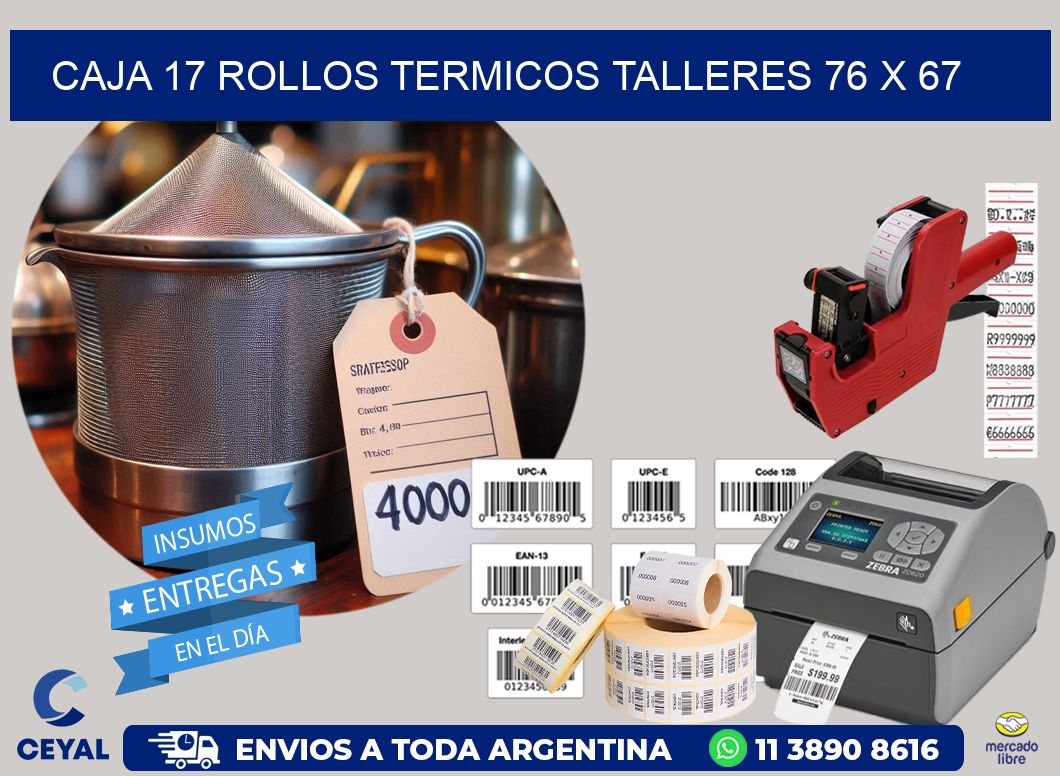 CAJA 17 ROLLOS TERMICOS TALLERES 76 x 67