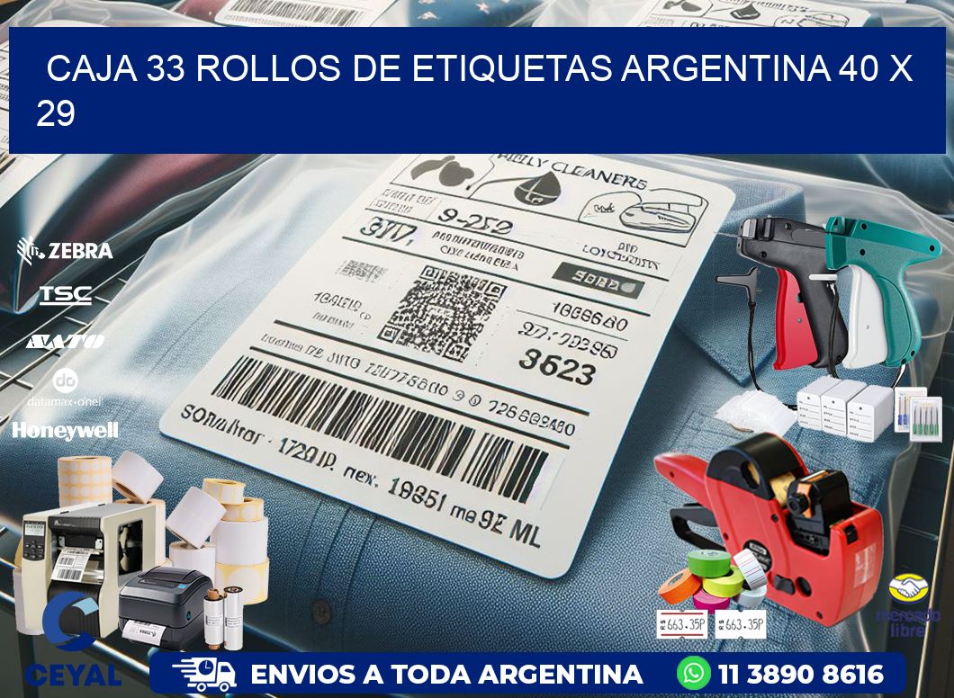 CAJA 33 ROLLOS DE ETIQUETAS ARGENTINA 40 x 29