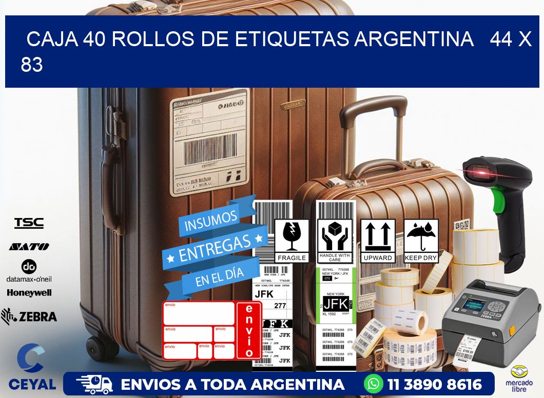 CAJA 40 ROLLOS DE ETIQUETAS ARGENTINA   44 x 83