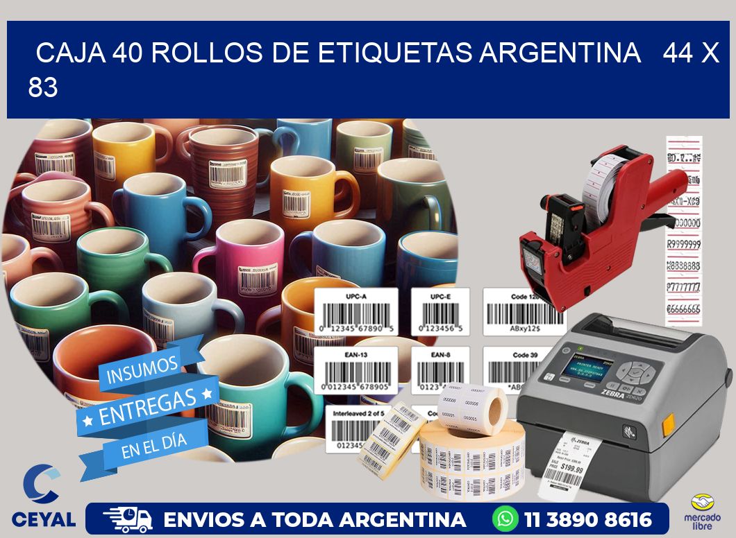 CAJA 40 ROLLOS DE ETIQUETAS ARGENTINA   44 x 83
