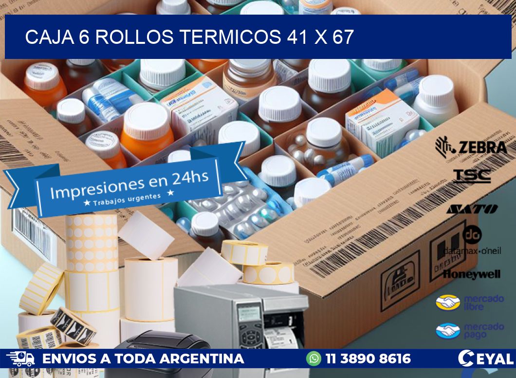 CAJA 6 ROLLOS TERMICOS 41 x 67