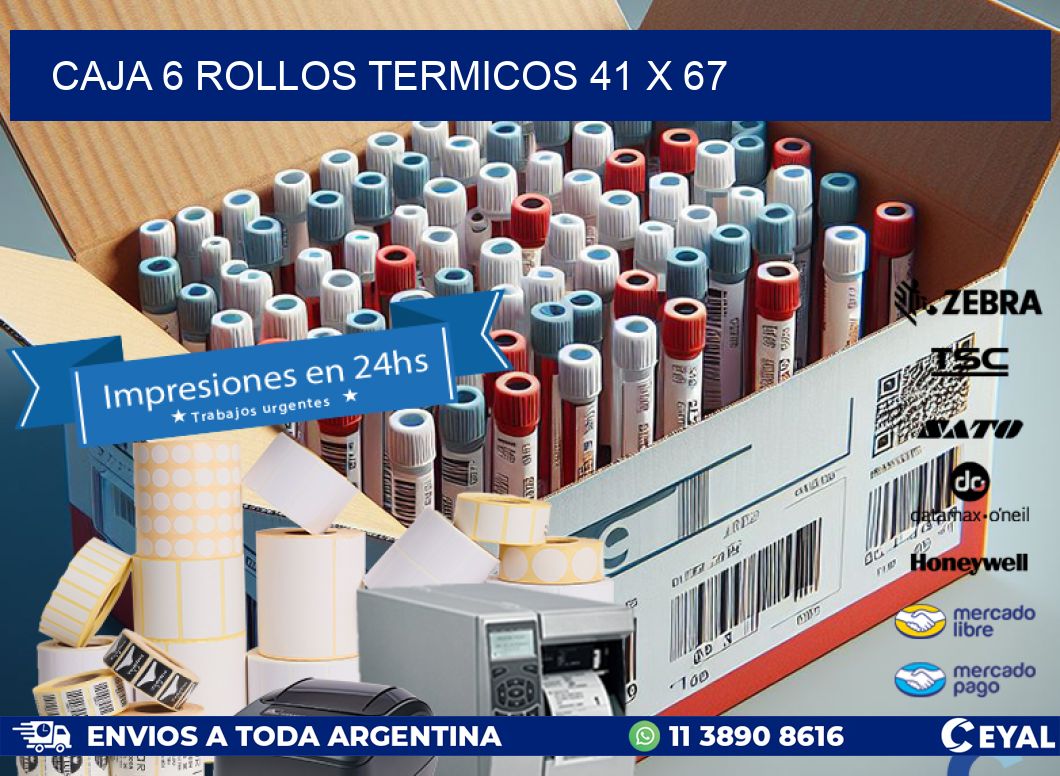 CAJA 6 ROLLOS TERMICOS 41 x 67