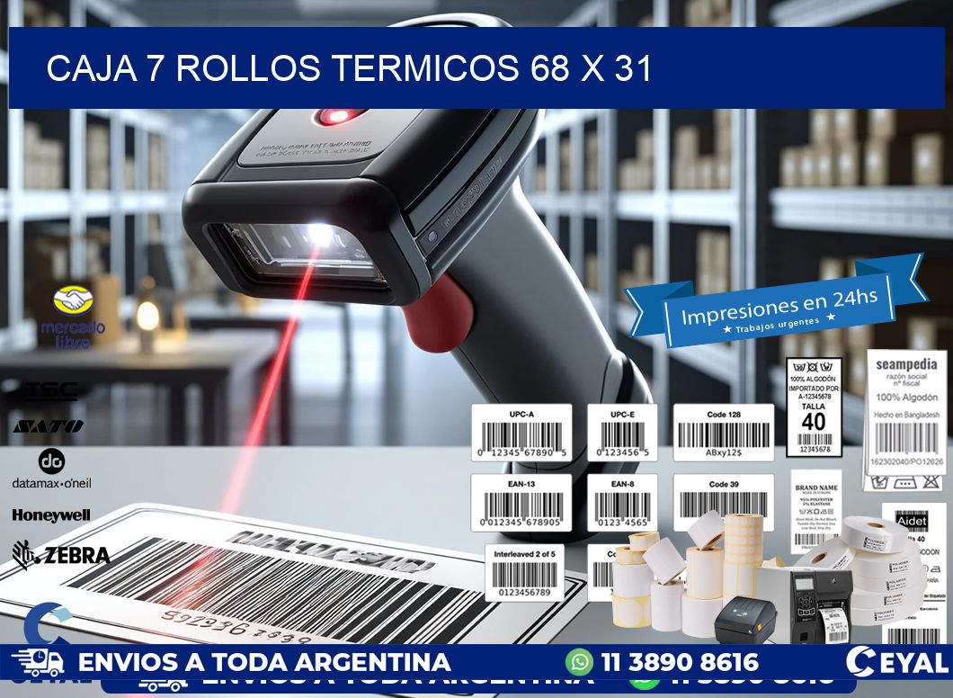 CAJA 7 ROLLOS TERMICOS 68 x 31