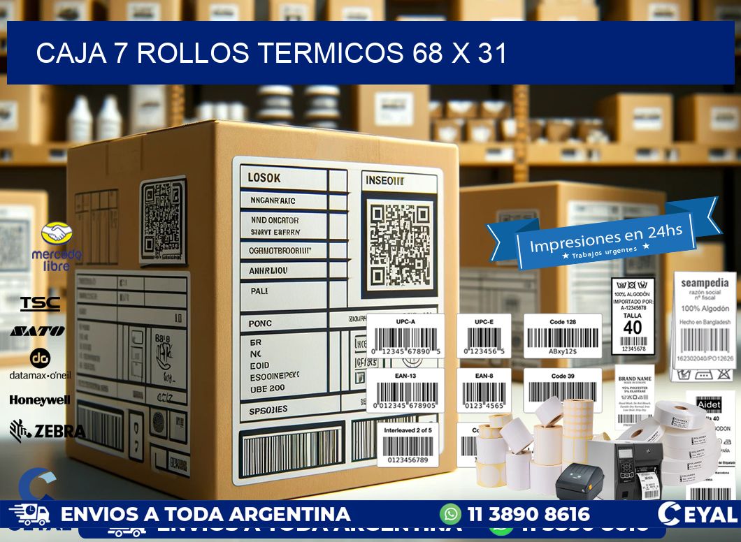 CAJA 7 ROLLOS TERMICOS 68 x 31