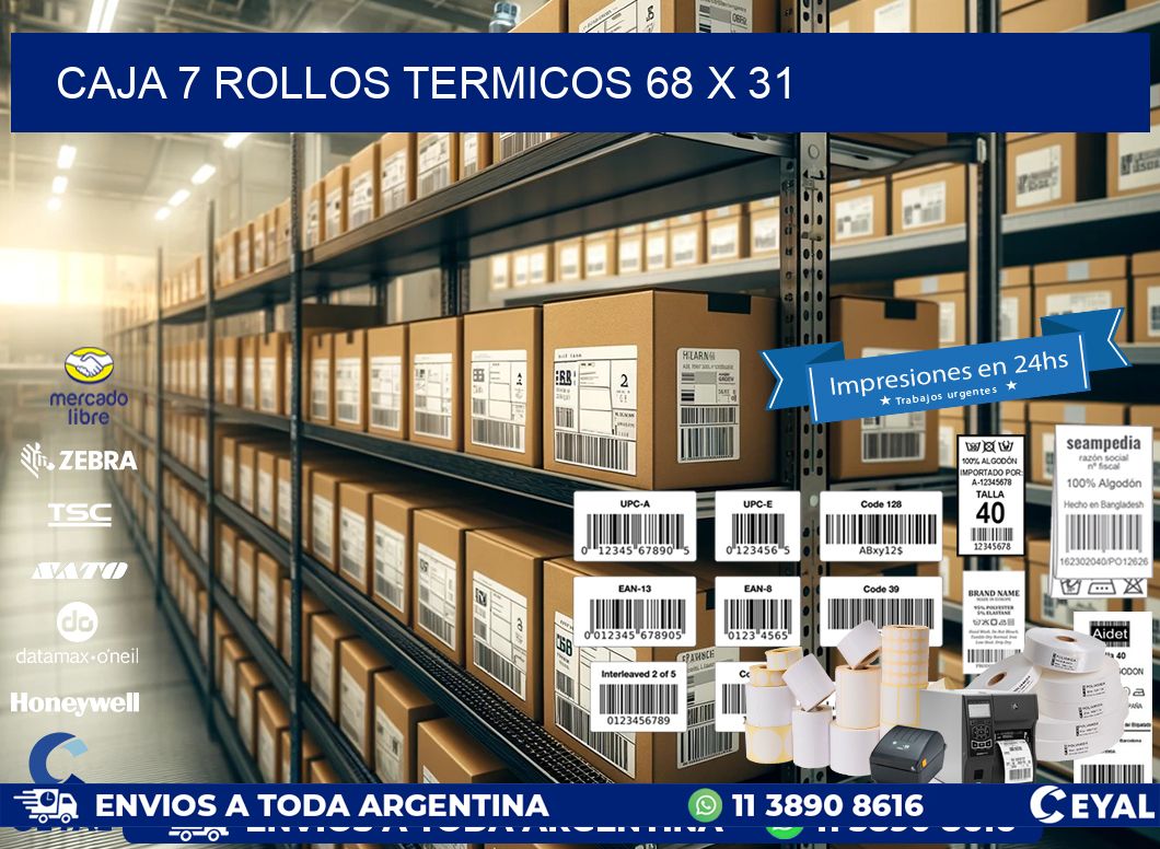 CAJA 7 ROLLOS TERMICOS 68 x 31