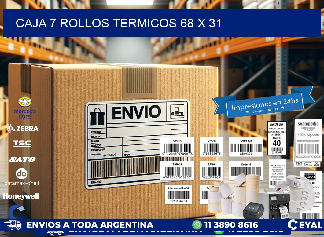 CAJA 7 ROLLOS TERMICOS 68 x 31