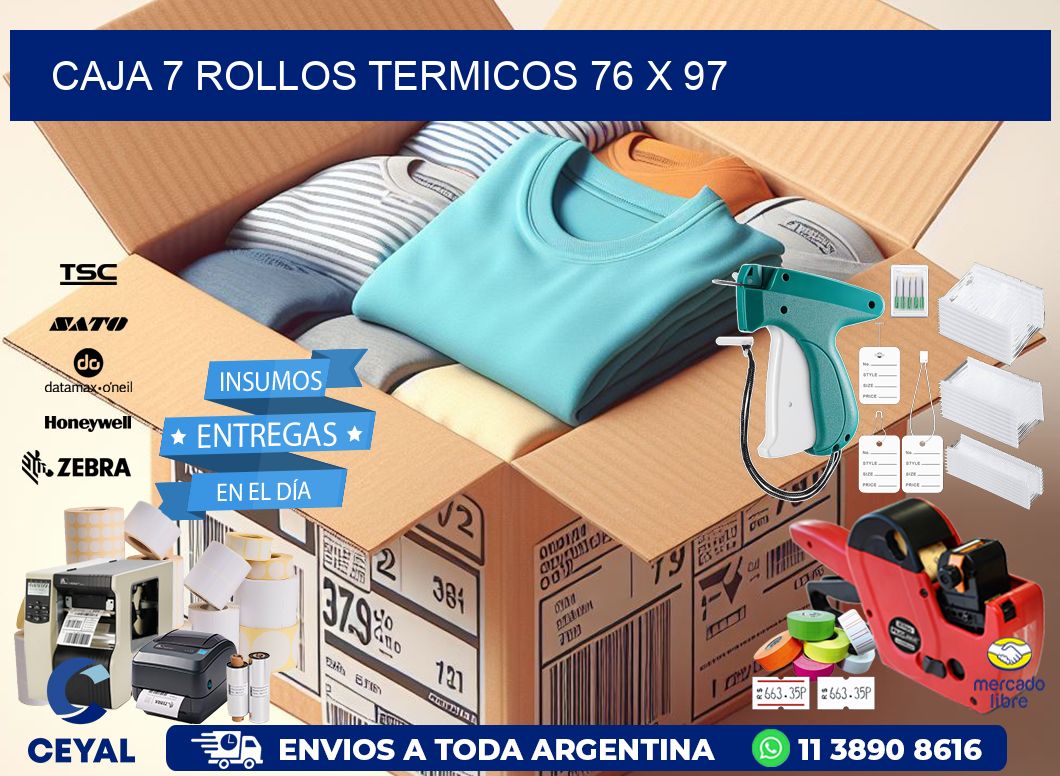CAJA 7 ROLLOS TERMICOS 76 x 97