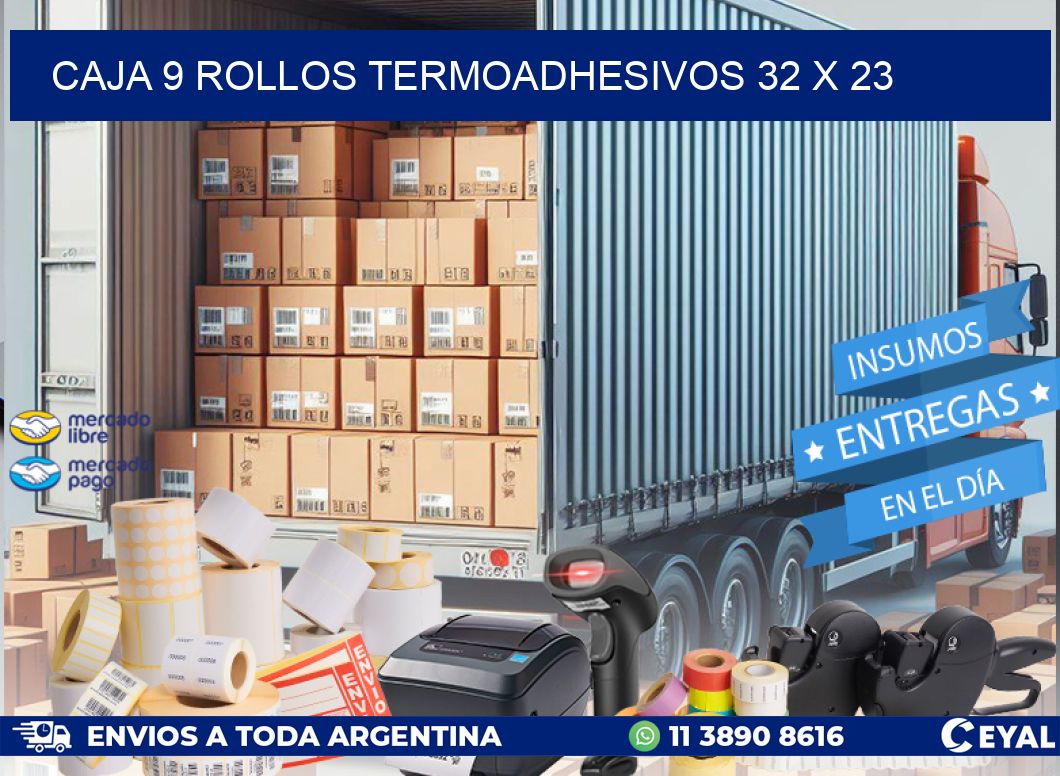 CAJA 9 ROLLOS TERMOADHESIVOS 32 x 23