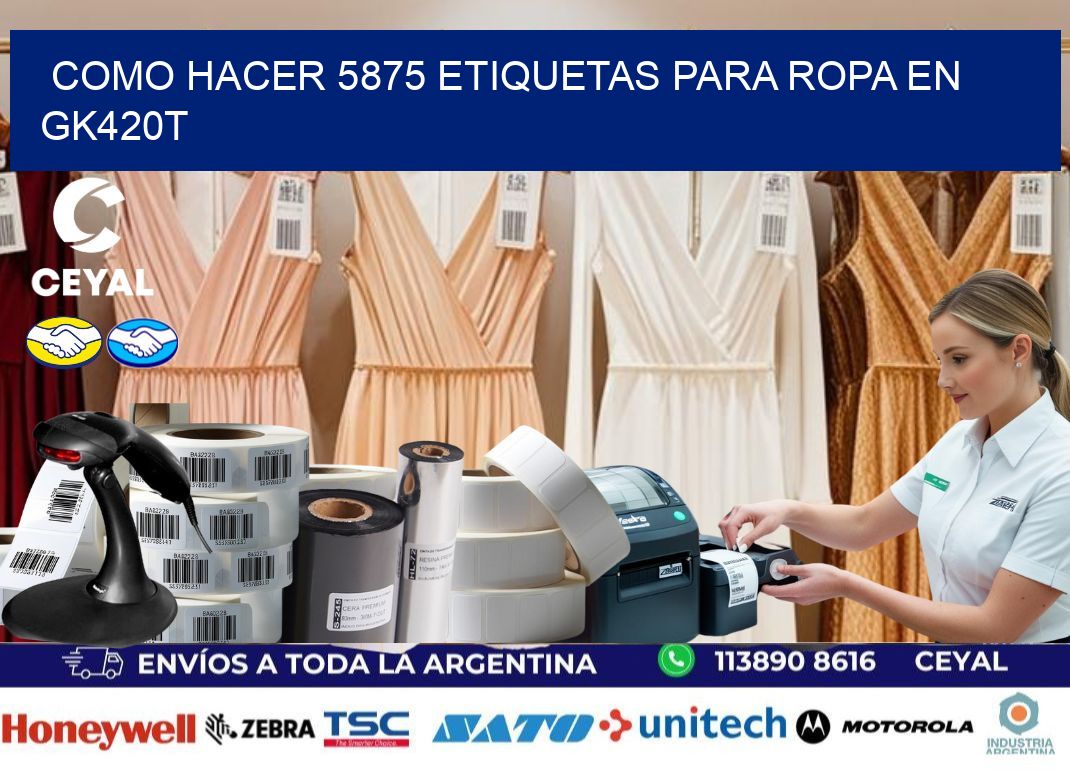 Como hacer 5875 etiquetas para ropa en gk420t
