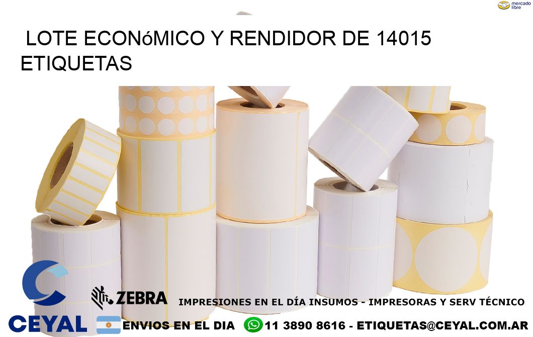 Lote económico y rendidor de 14015 etiquetas