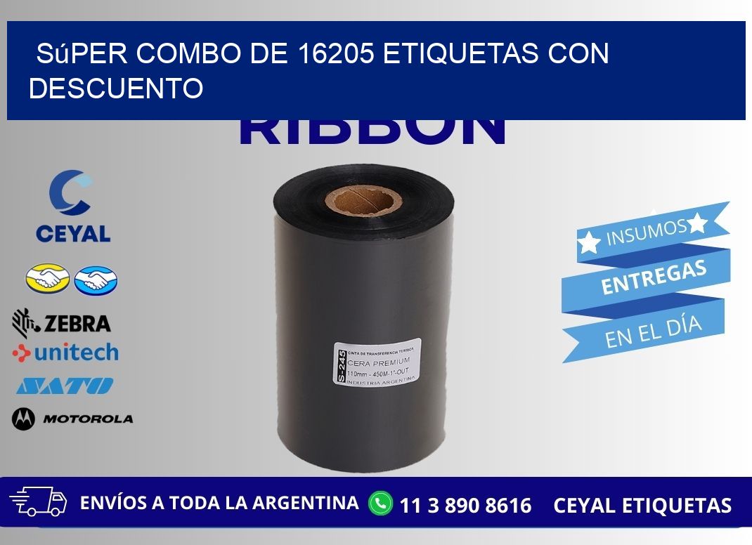 Súper combo de 16205 etiquetas con descuento