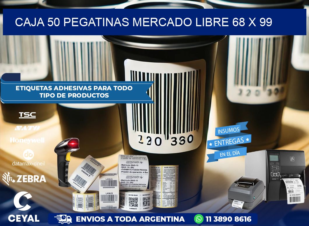 CAJA 50 PEGATINAS MERCADO LIBRE 68 x 99