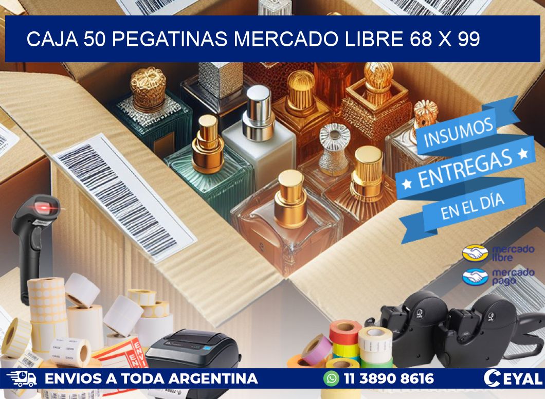 CAJA 50 PEGATINAS MERCADO LIBRE 68 x 99