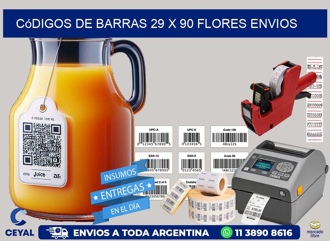 Códigos de Barras 29 x 90 flores envios