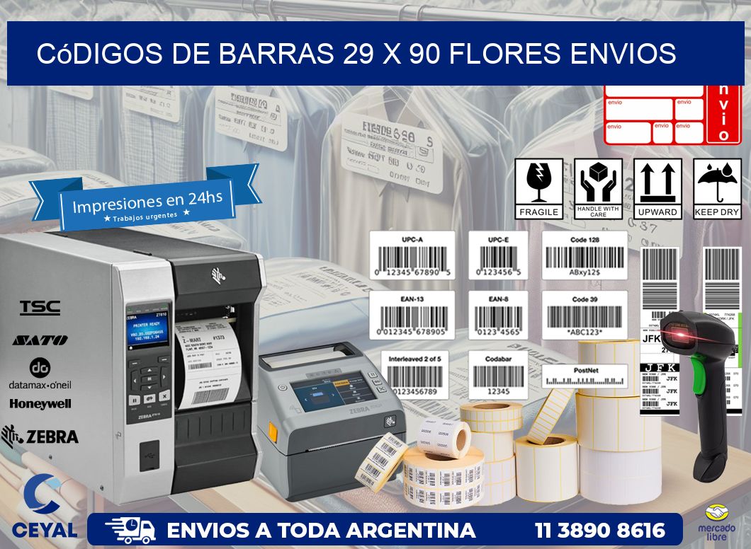 Códigos de Barras 29 x 90 flores envios